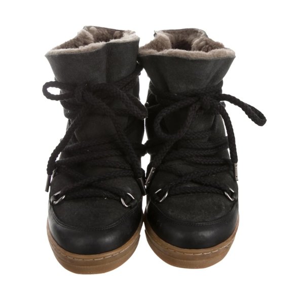 ÉTOILE ISABEL MARANT Knowles Wedge Black Booties size 7 - Picture 2 of 4